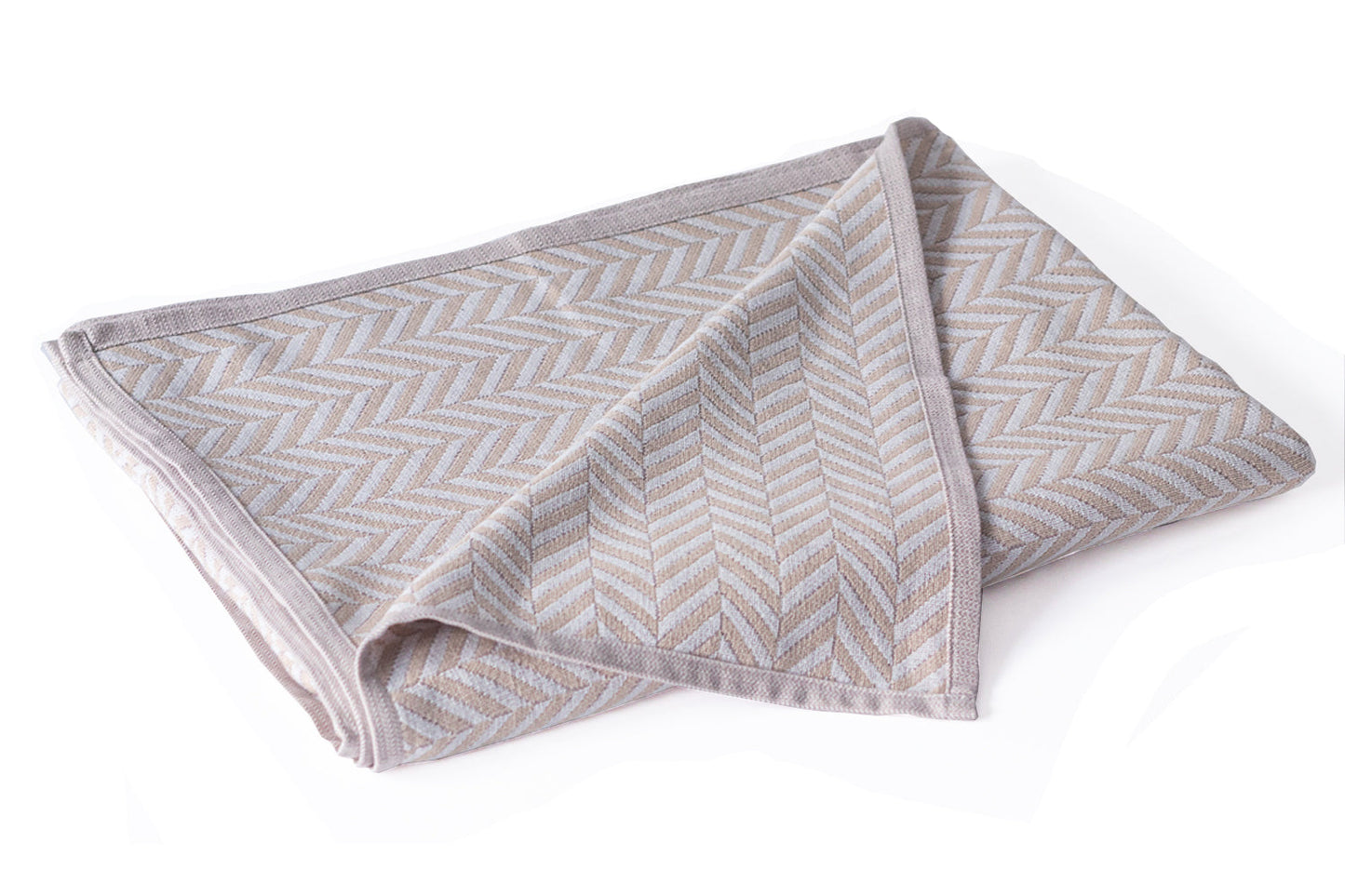 Cotton Muslin Throw Organic Cotton, Herringbone Fawn