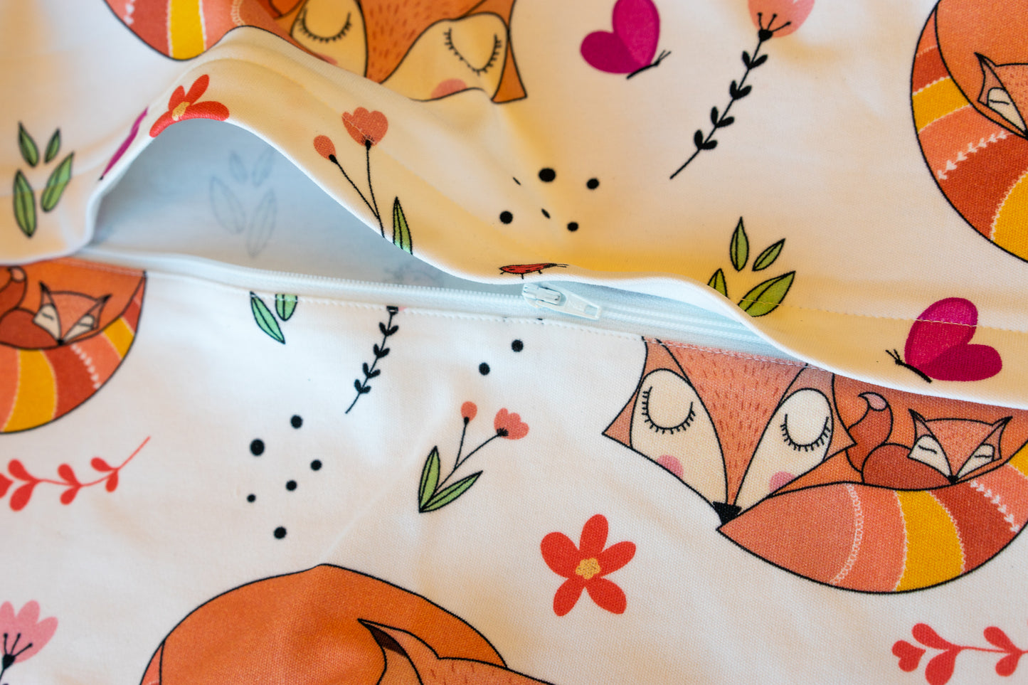 Nursing Pillow Cover - Snuggling Foxes - Animal Collection - Magnolia Organics