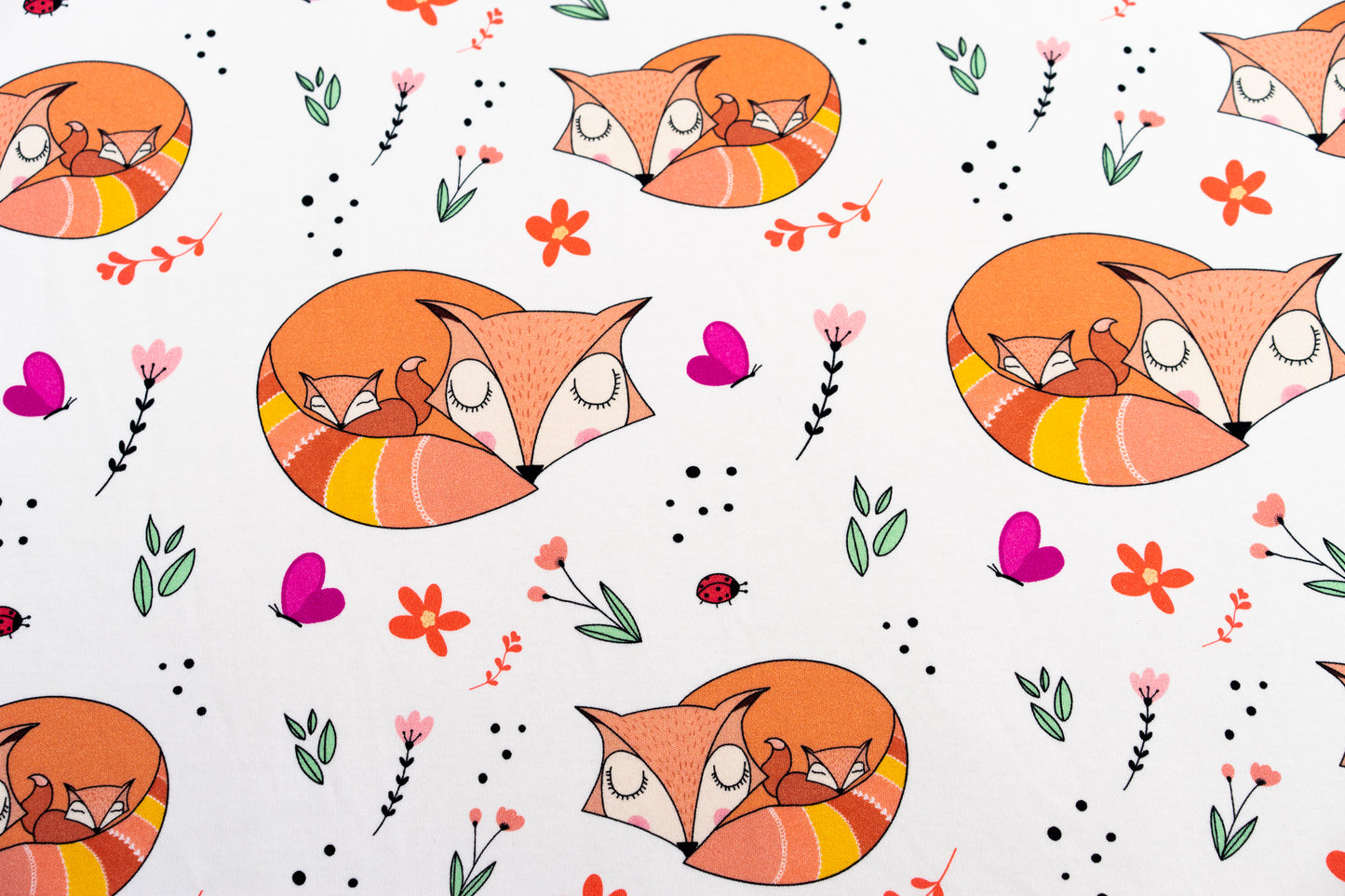 Organic Cotton Interlock Crib Sheet - Snuggling Foxes - Animal Collection - Magnolia Organics