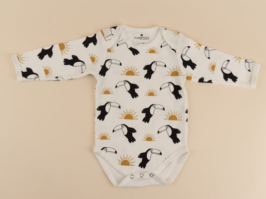 Toucan Sunrise Long-Sleeve Organic Cotton Bodysuit