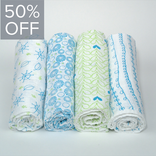 Organic Cotton Muslin Swaddle Blanket Set