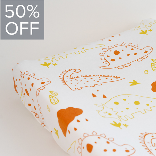 Organic Interlock Changing Pad Cover - Dinos- Animal Collection