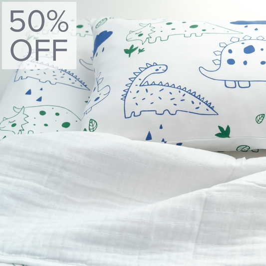 Organic Interlock Toddler Pillowcase - Dinos - Animal Collection