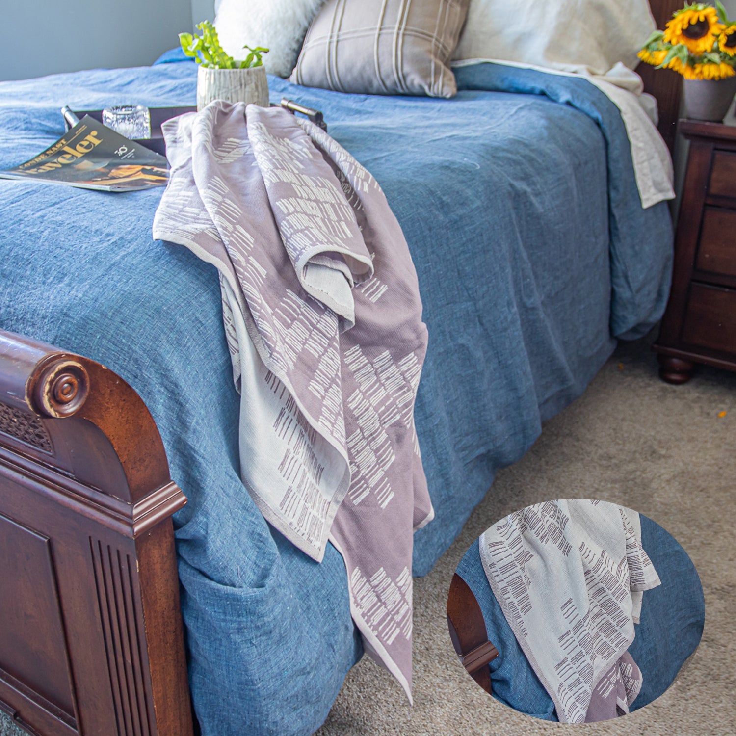 Cotton Throw/Blankets made with organically grown cotton Shoreline Taupe 2