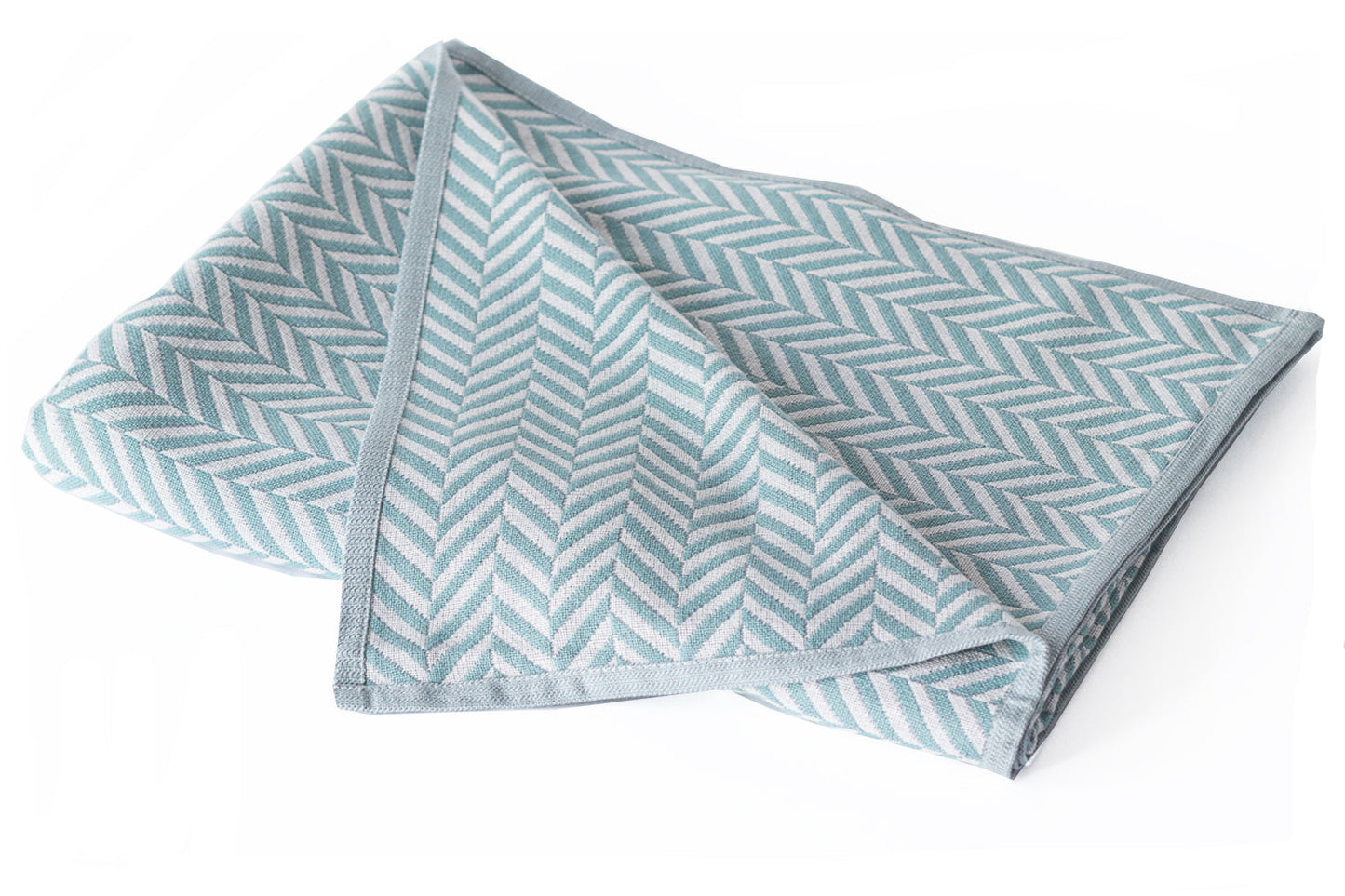Cotton Throw/Blankets made with organically grown cotton Herringbone Sage 1