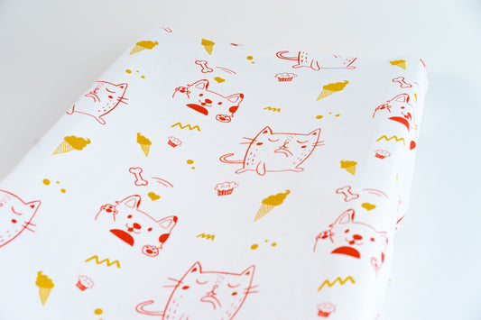 Organic Interlock Changing Pad Cover - Puppies and Kittens - Animal Collection - Magnolia Organics