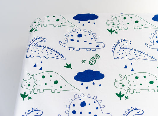 Organic Cotton Interlock Crib Sheet - Dinos - Animal Collection - Magnolia Organics