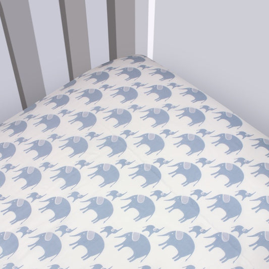 Organic Cotton Sateen Elephant Fitted Crib Sheet - Magnolia Organics