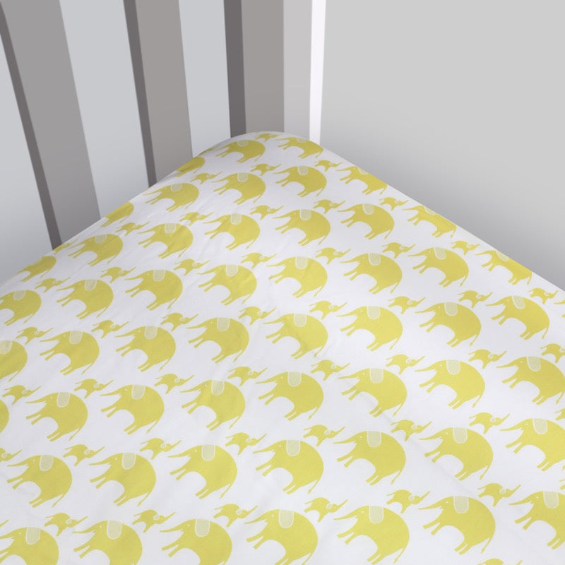 Organic Cotton Sateen Elephant Fitted Crib Sheet - Magnolia Organics